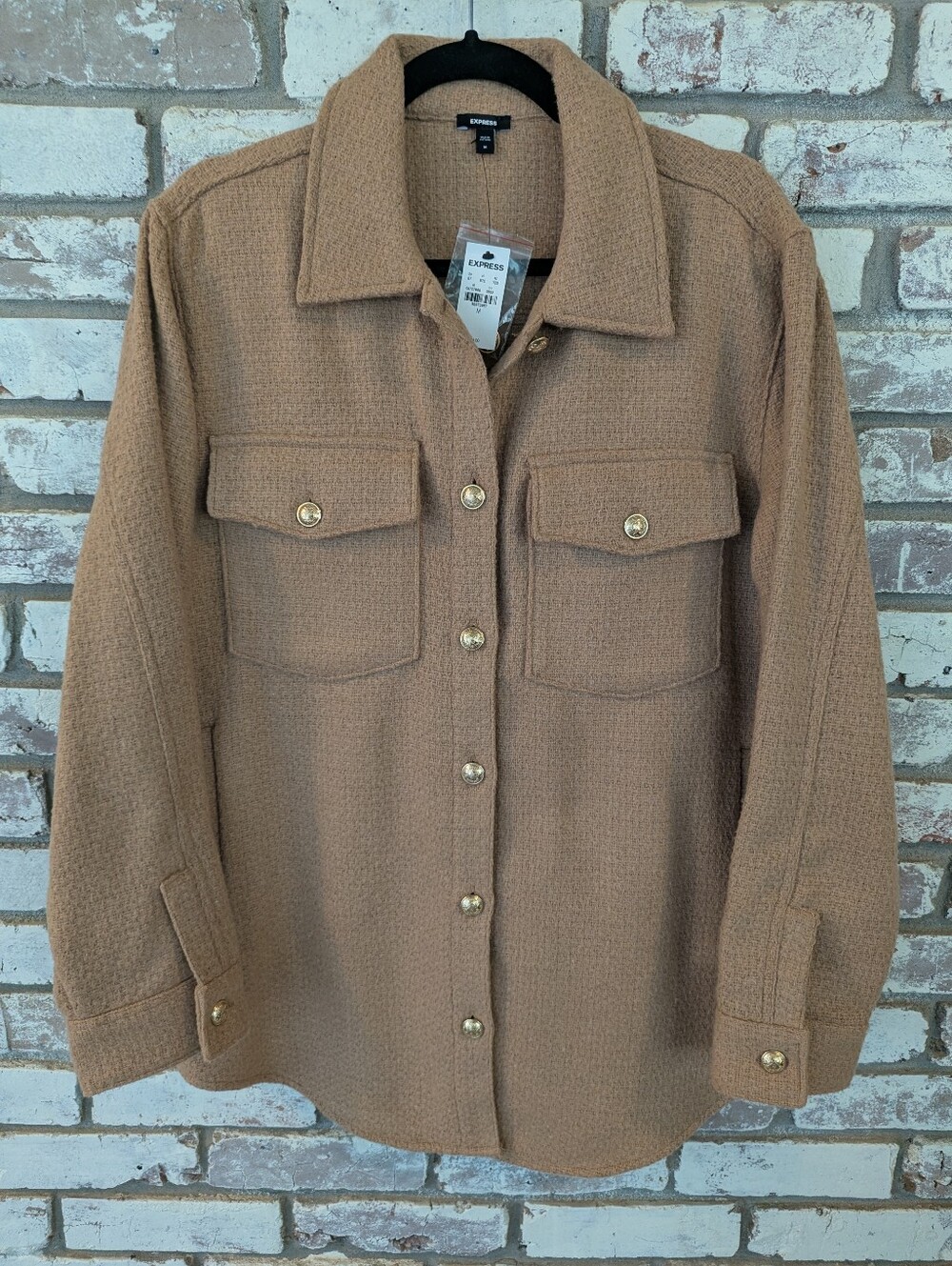 NWT Express Tweed Novelty Button Oversized Shacket